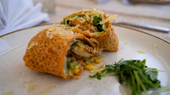 Lentil wraps arranged on a plate