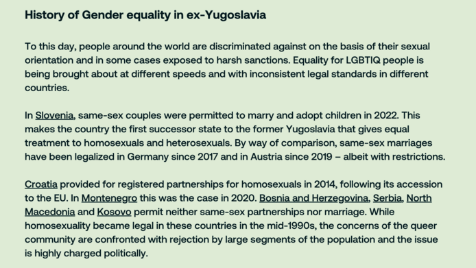 History of Gender equality in ex-Yugoslavia