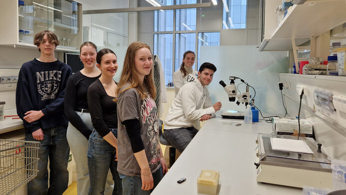 Young students in the lab