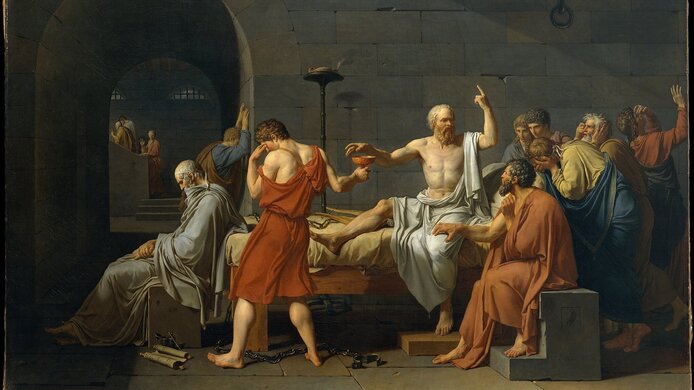 Historisches Gemälde, Freunde beklagen den Tod des Sokrates