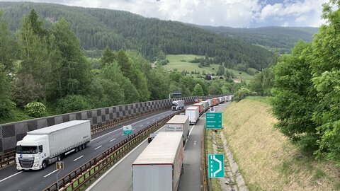 Truck jam on the Brenner highway