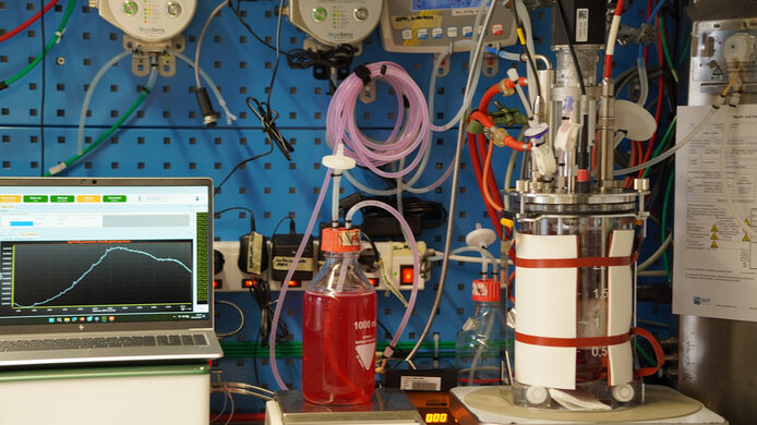 Eine Bioreaktor-Anlage, die Zellen unter kontrollierten Bedingungen vermehrt.