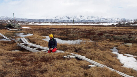 Female researcher int the Siberian Tundra