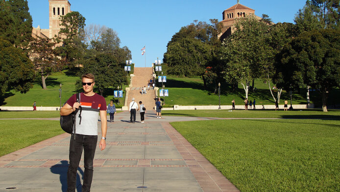Lukas Wein infront of the UCLA 